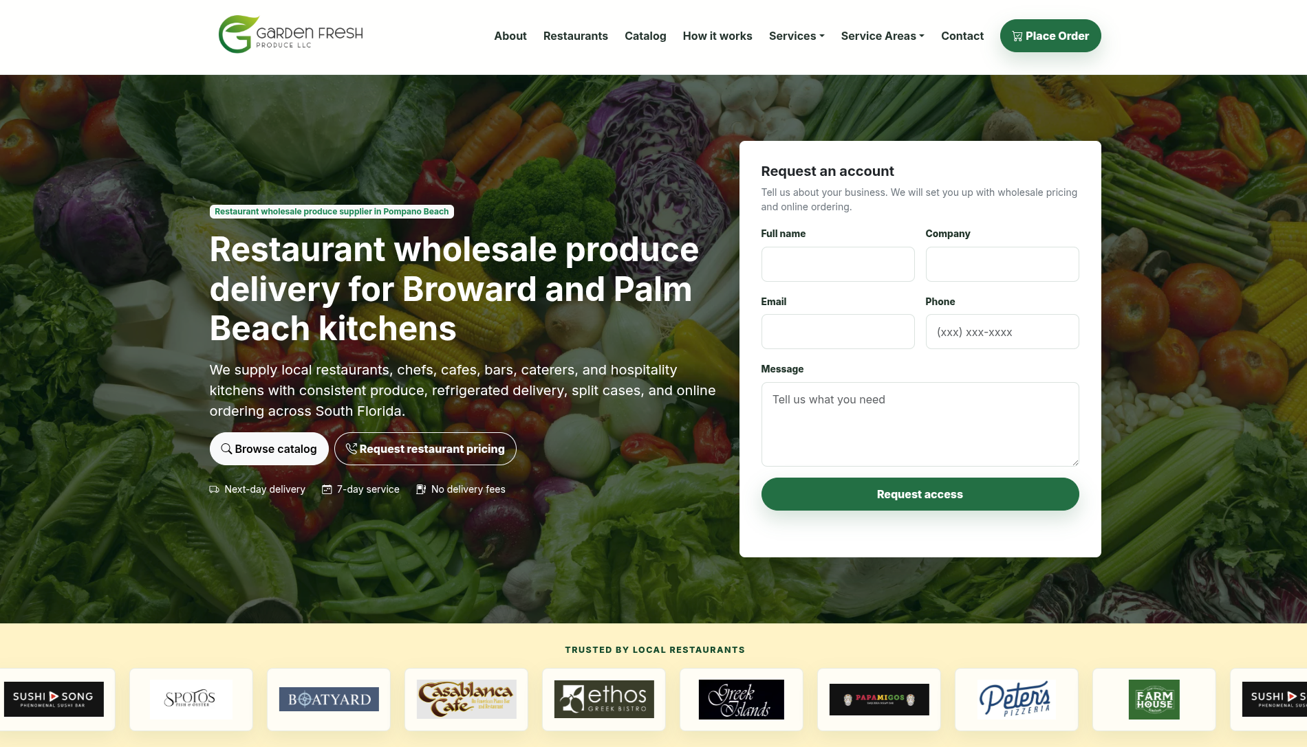 Garden Fresh Wholesale ecommerce web app project by After Dark Labs