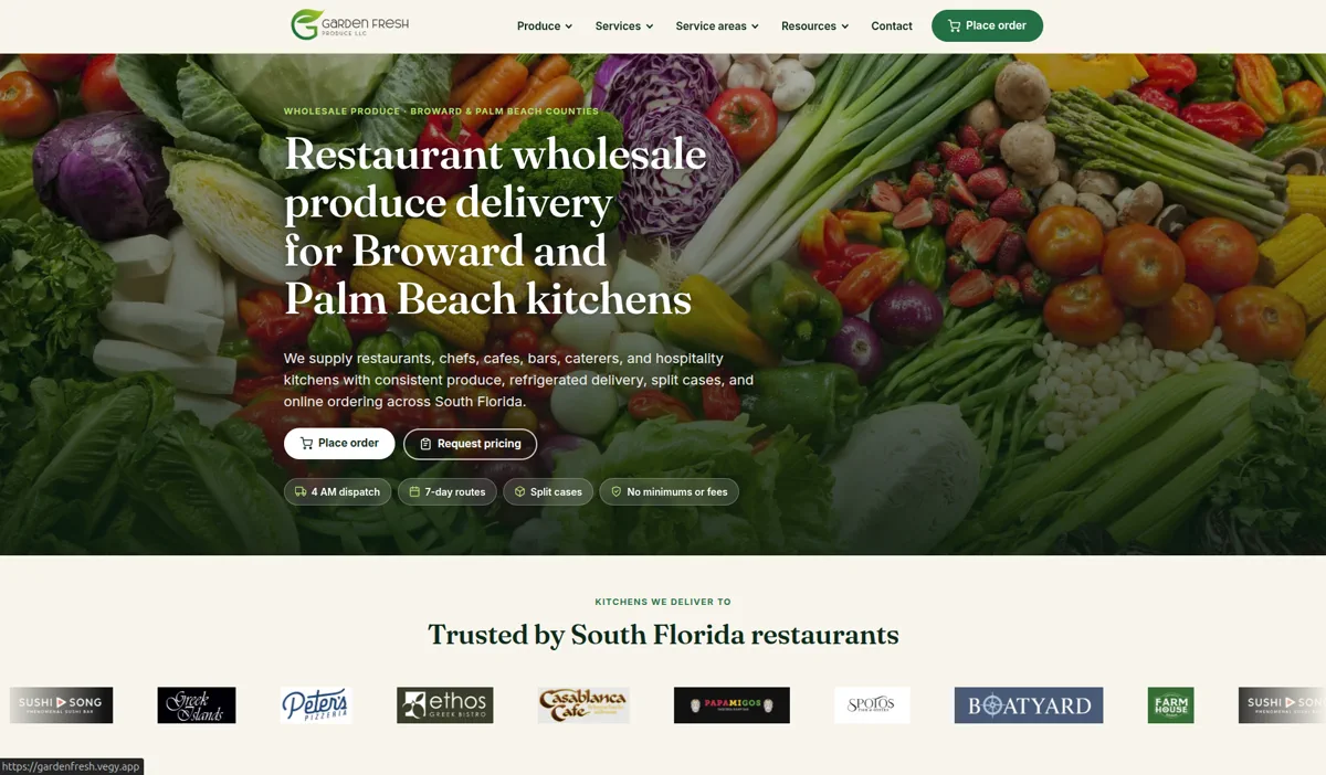 Garden Fresh Wholesale ecommerce web app project by After Dark Labs
