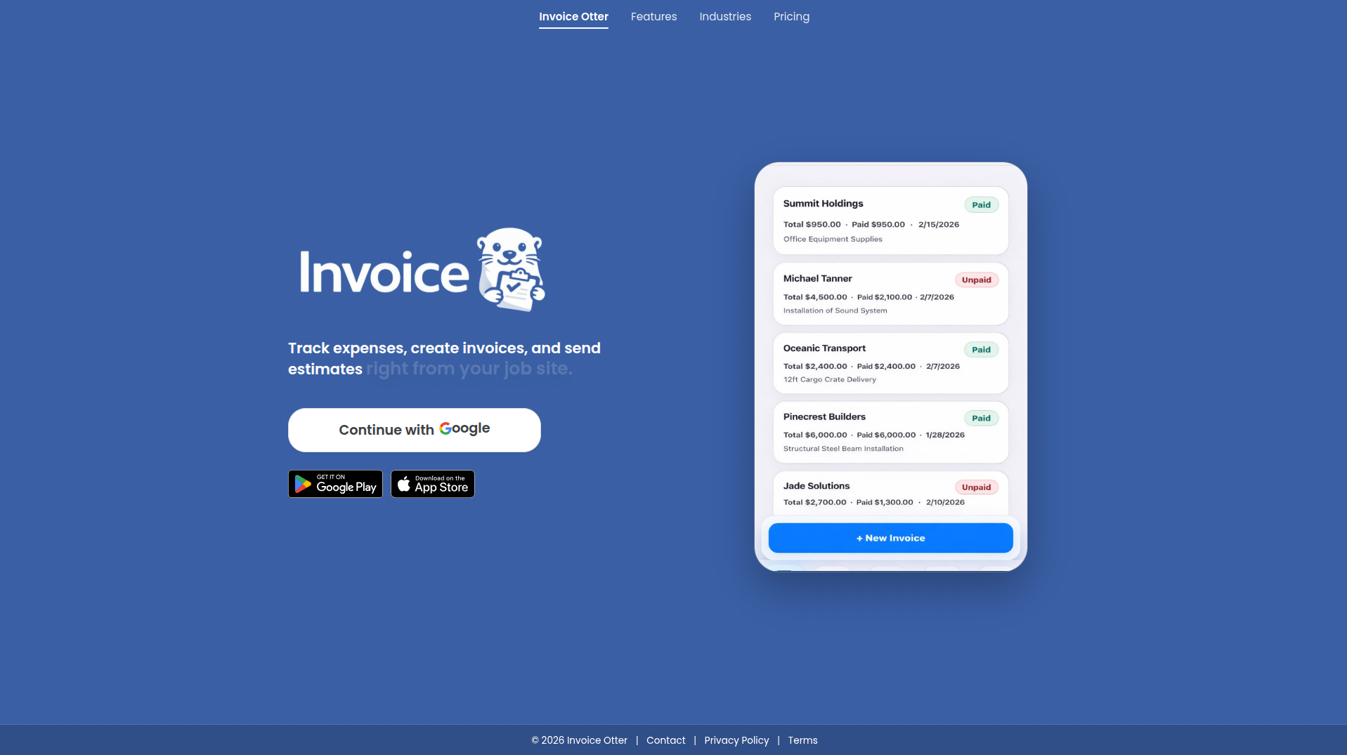 Invoice Otter SaaS web app project by After Dark Labs