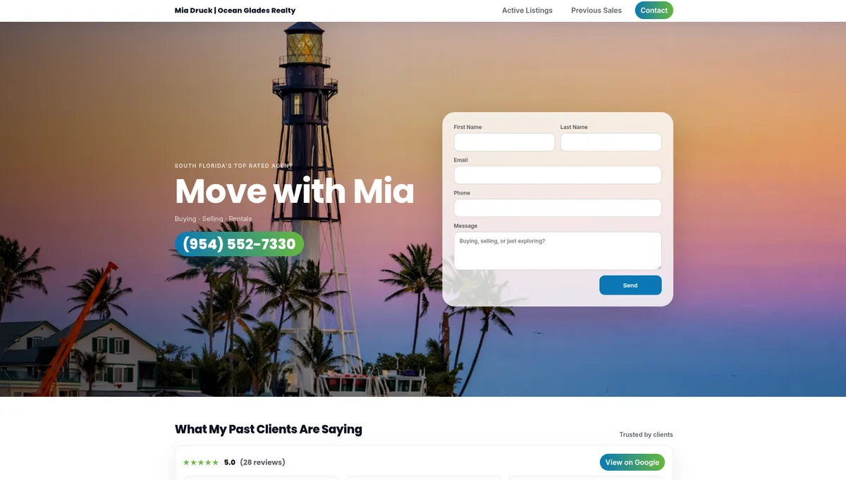 Mia Druck real estate website project by After Dark Labs